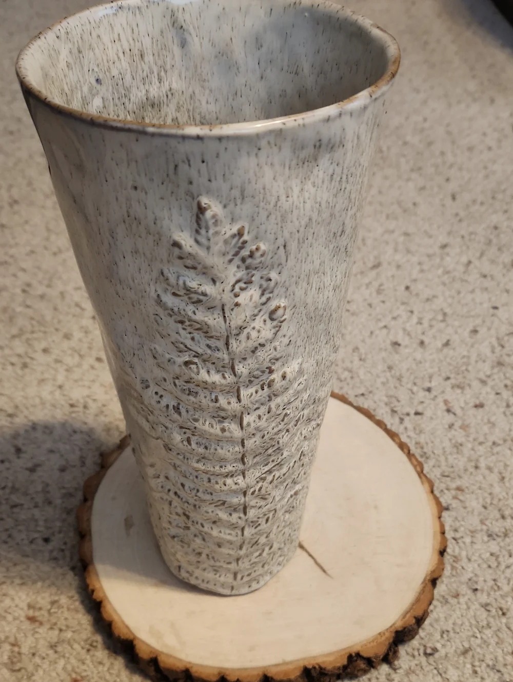Anthropologie Textured Fern Design Vase 11.5